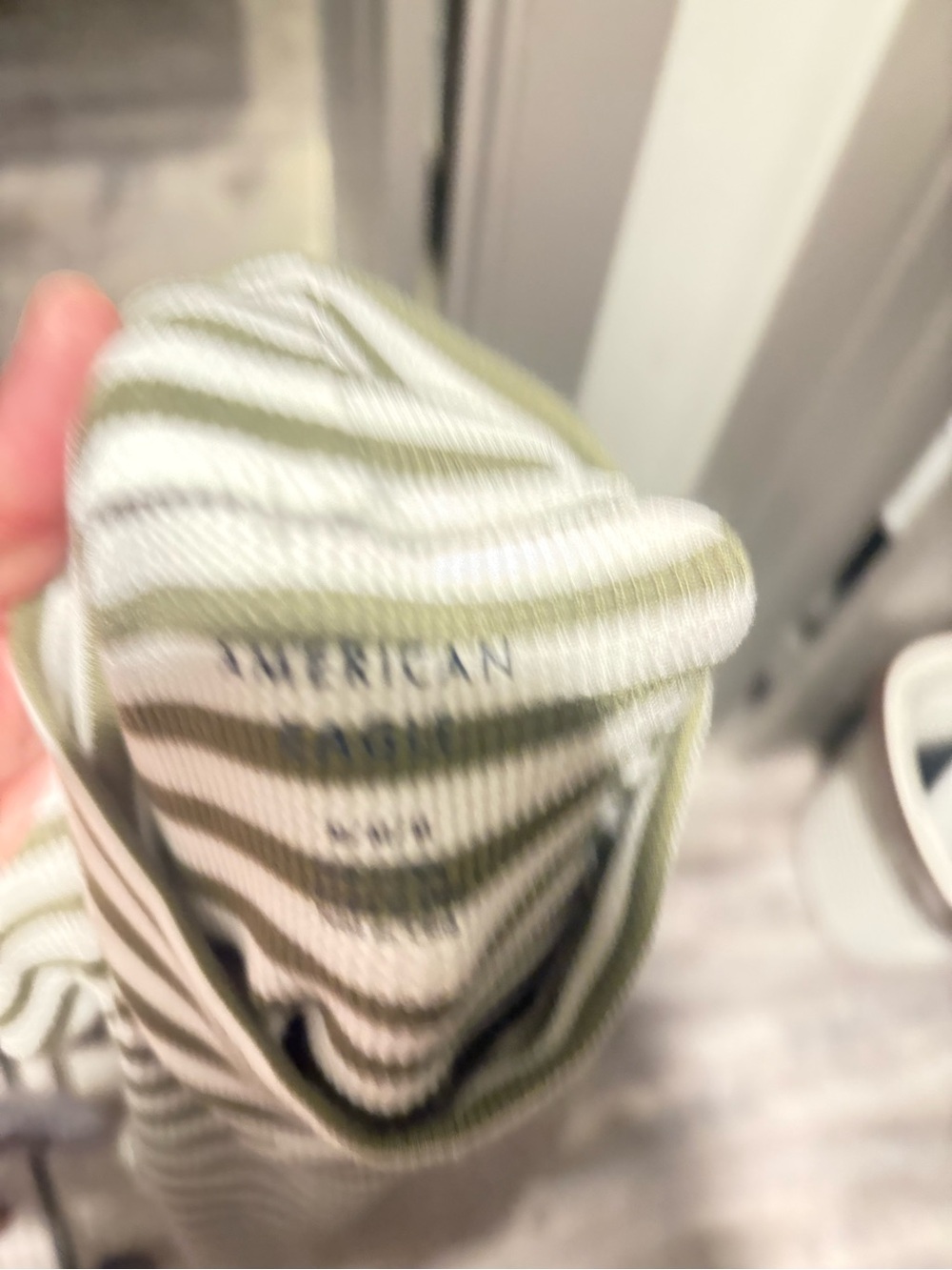 American Eagle Outfitters Olive Green & White Striped Turtleneck - Picture 4 of 4